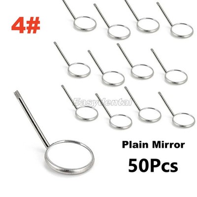 50 Pcs Dental Orthodontic Stainless Steel Mouth Mirrors Plain Mirror Size 4# 