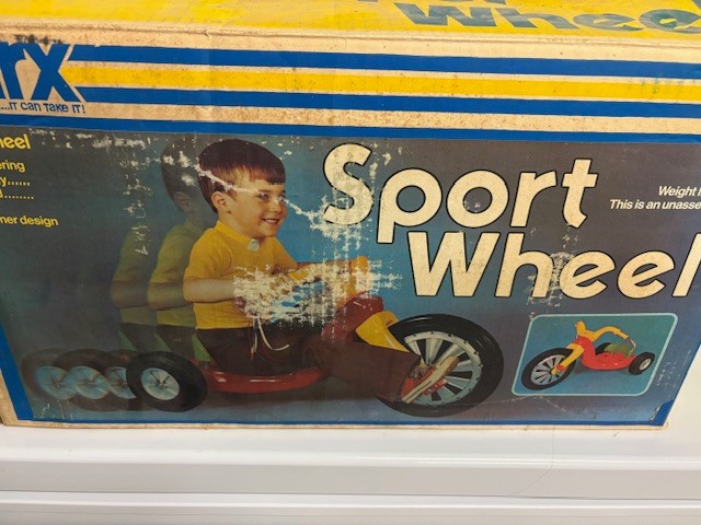RARE NEW MARX SPORT WHEEL NEVER BEEN ASSEMBLED, BOX IS A LITTLE DUSTY.
