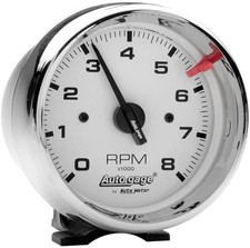 Auto Meter 2304 Autogage Pedestal Tachometer 0-8000 Rpm 3-34 White Chrome Auto Meter 2304 Autogage Pedestal Tachometer 0-8000 Rpm 3-34 White Chrome