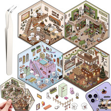 DIY 3D House Stickers, 4 Set Fun DIY Stickers Scene Make Your Own Warm Home, Sup