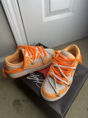 Nike Dunk Low Off-White Orange White Low-Top Lace Up Athletic Sneakers