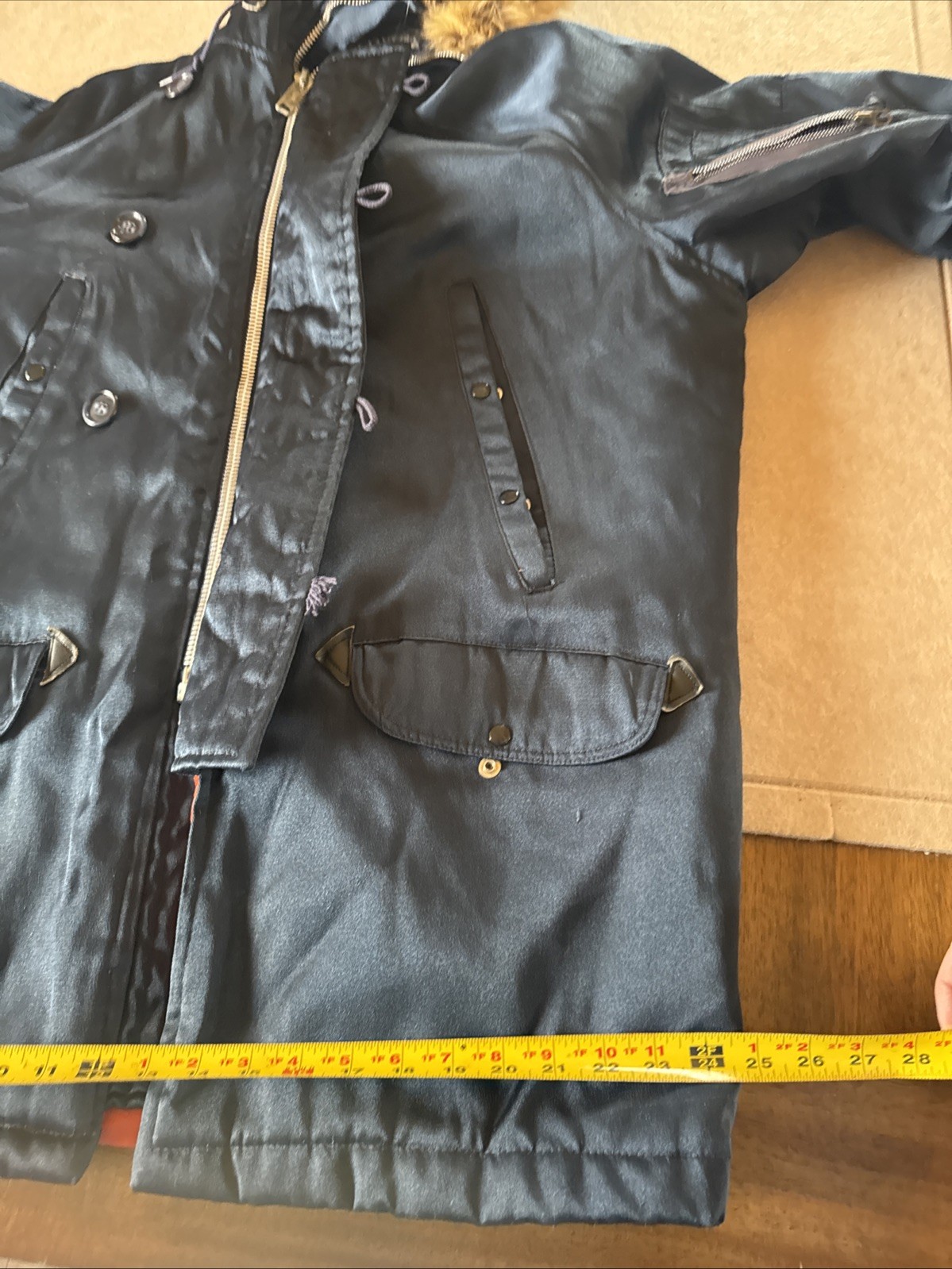 Vintage Golden Fleece Parka Work Coat 44 Quilt Lined Navy Fur Trim On Hood thumbnail 14