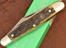 HEN & ROOSTER BERTRAM CUTLERY SOLINGEN GERMANY GREEN BONE WHITTLER KNIFE (27830)