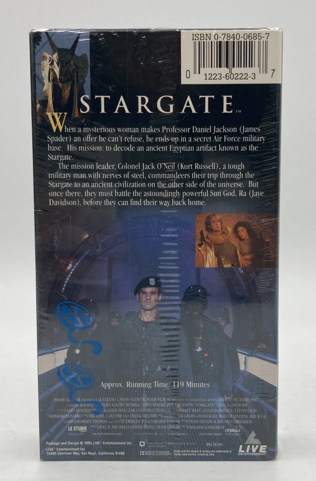 Stargate VHS SEALED Watermarks LIVE Kurt Russell James Spader VTG - Image 2 of 4
