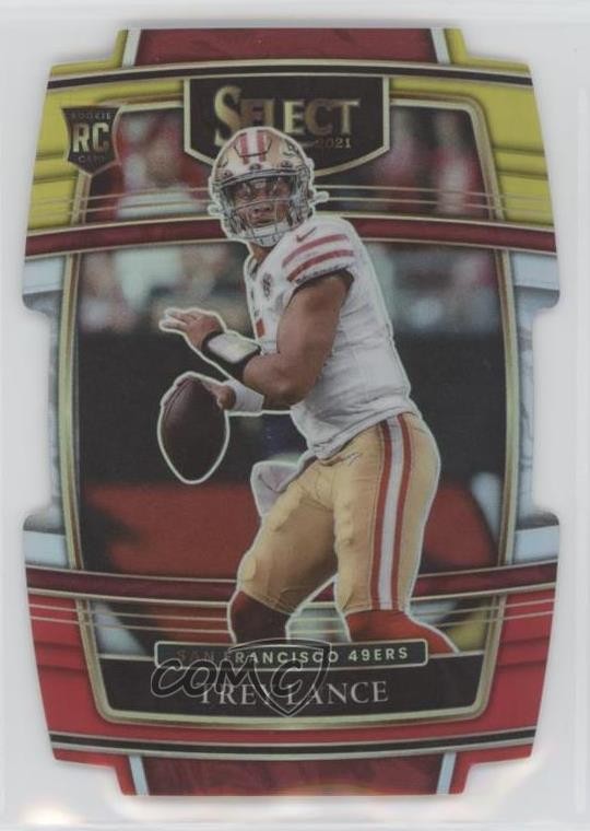2021 Select Concourse Red & Yellow Prizm Die-Cut Trey Lance #45 Rookie RC 01sb