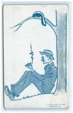1927 Vintage Cartoon Man Smoking Squirrel Tree Postcard