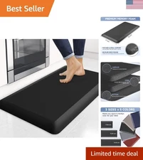 Elegant Black Comfort Floor Mat - Non-Slip, 4/5 Inch Thick for Kitchen or Office