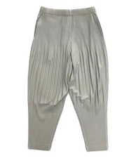 HOMME PLISSE ISSEY MIYAKE Men's Elastic Waist Pleated Pants Size 3 Gray USED
