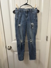 Abercrombie Kids High Rise Mini Mom Jeans Distressed Girls 15/16 Straight Taper
