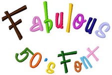 Fabulous 50's Font Machine Embroidery on CD 75 ABCabc123 in 8 sizes 600 designs