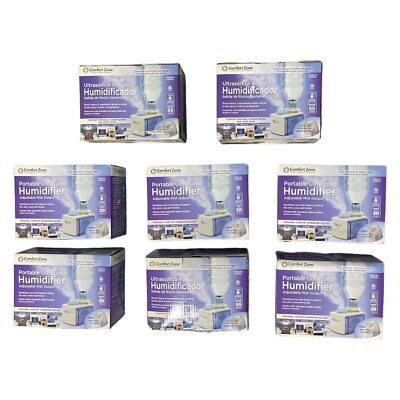 Comfort Zone Portable Ultrasonic Humidifiers-Adjustable Mist Output (Case of 8)
