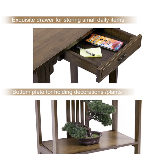 Industrial Rustic Console Table Hallway Entryway Side Table Accent Storage Shelf - Picture 11 of 12