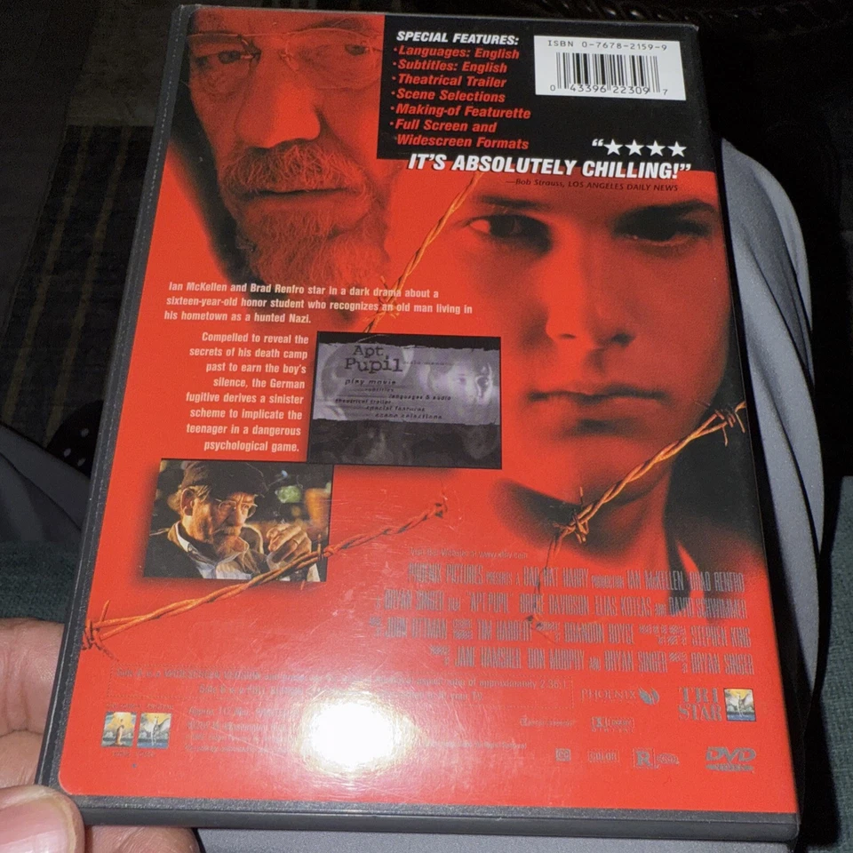 Apt Pupil (DVD, 1998) Stephen King Ian McKellen Brad Renfro Foto 3 de 4