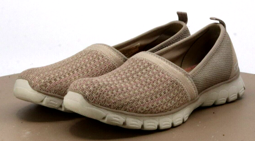 Skechers Air Cooled Women's Knit Loafers Shoes Size 7.5 Taupe Tan Excellent