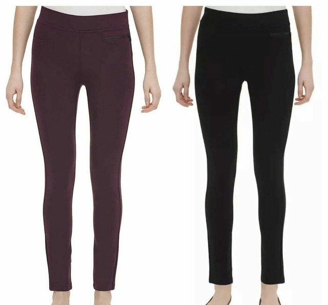 DKNY Womens Mid Rise Faux Leather Pocket Ponte Pants Charcoal Gray Size