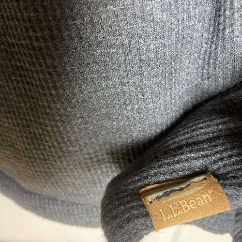 LL Bean Shirt Jacket Mens XL Reg Grey Snap Up Sherpa Lined Waffle Knit Shacket - Picture 9 of 12