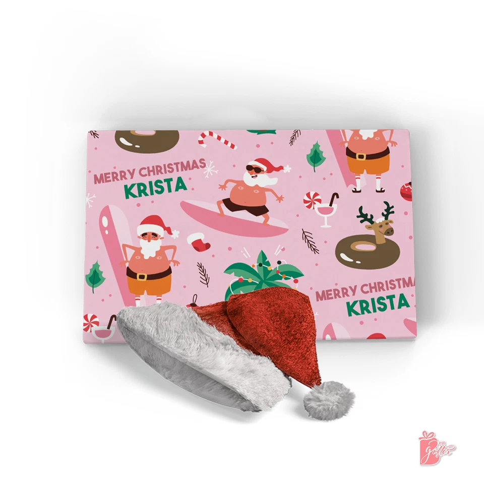 名称 个性化 定制 无衬衫 冲浪者 圣诞老人 有趣 假日礼物 包装纸 — 第 3/4 张图片