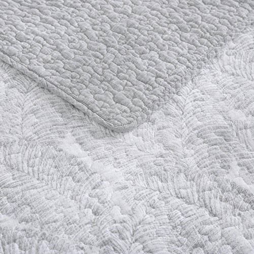Tommy Bahama Quilt/Coverlet Bedding Twin Linen Cotton Botanical Polyester Gray - Picture 6 of 9