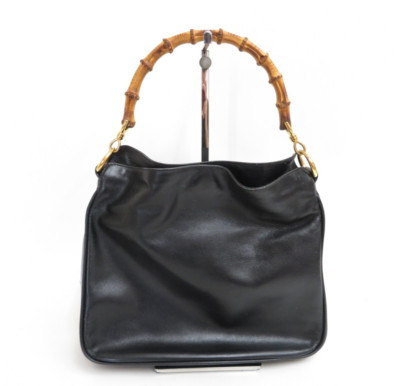 Authentische GUCCI Bambus 2-Wege Leder Schultertasche Handtasche #40525