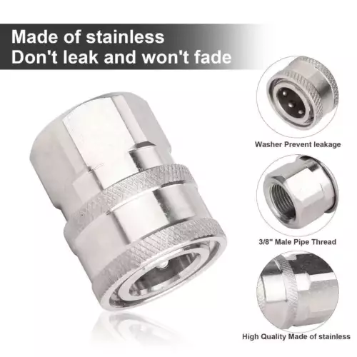 4Pcs NPT 3/8 Inch Pressure Washer Adapter Stainless Steel Quick Connect Fitting - Bild 9 von 11