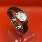 Women’s Seiko 2Y00-0A10 Gold + Black Leather Quartz Watch Untested