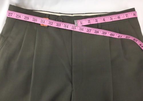 Mens Pants 34 W Green Pleated Front Dress Slacks 160303/EOB1 - Picture 5 of 8
