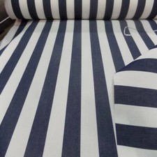 Tissu toile de store bâche rayé blanc bleu foncé 4 saisons en téflon 1.60m