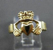 ESTATE SMALL 14KT YELLOW GOLD 3D IRISH CLADDAGH LOVE FRIENDSHIP RING 11mm 24489