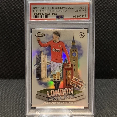 2023-24 TOPPS CHROME UCC LONDON CALLING #LC9 ALEJANDRO GARNACHO PSA 10