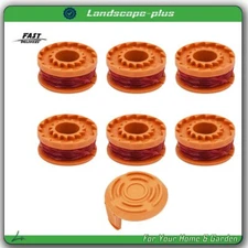 6 Pack Fit For WORX WA0010 Replacement Spool Line With 1 Pack Spool Cap Cover