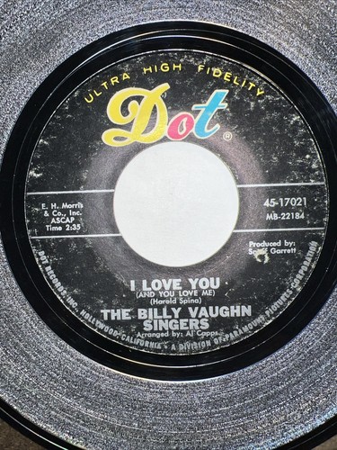 Lot x 2 BILLY VAUGHN 45 Melody Of Love / I Love You - Picture 3 of 6