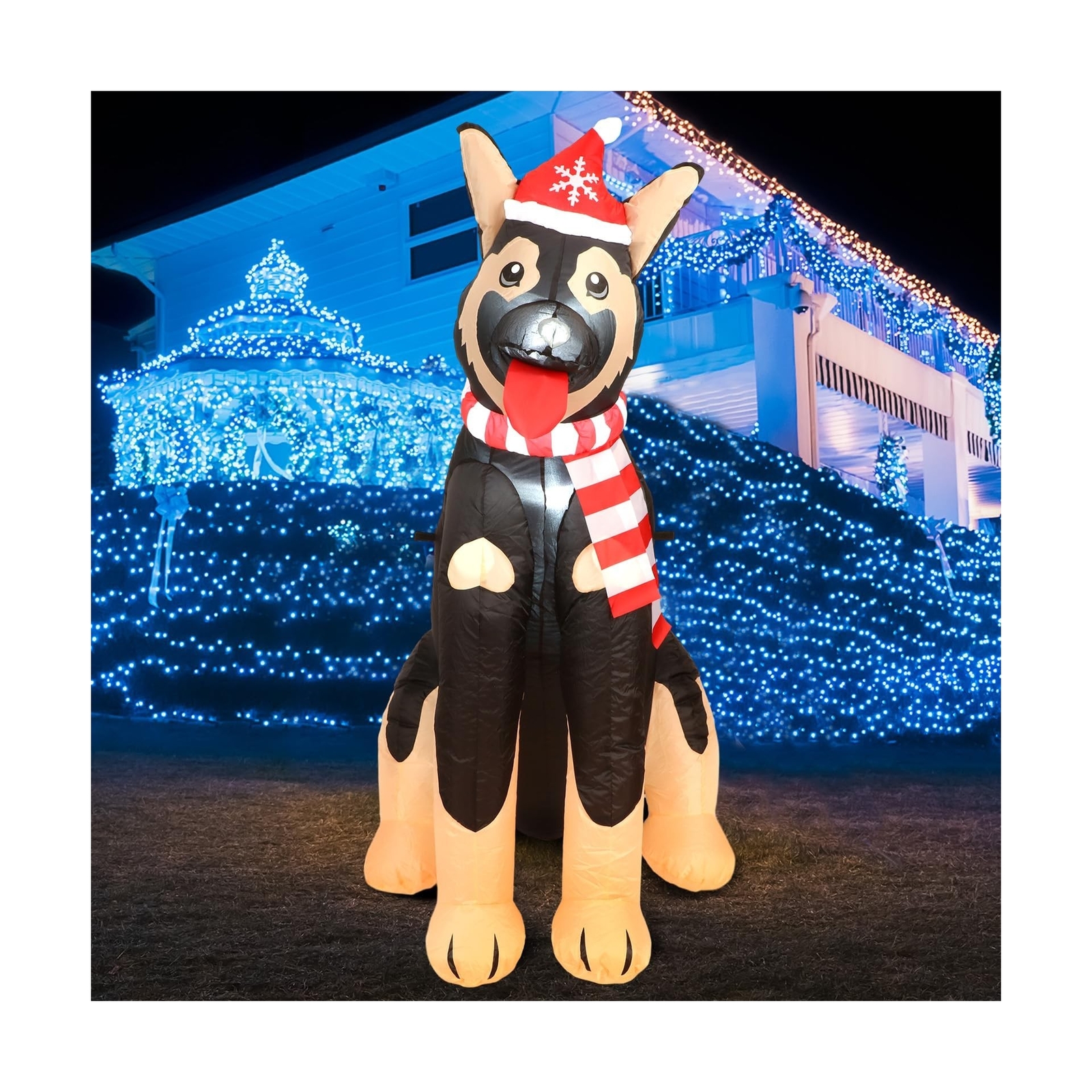 Glimin 5ft Lighted German Shepherd Inflatable Dog LED Lighted German