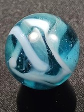 Akro Christensen .55" Aero Blue Slag Swirl Good Condition Serious Marble A232