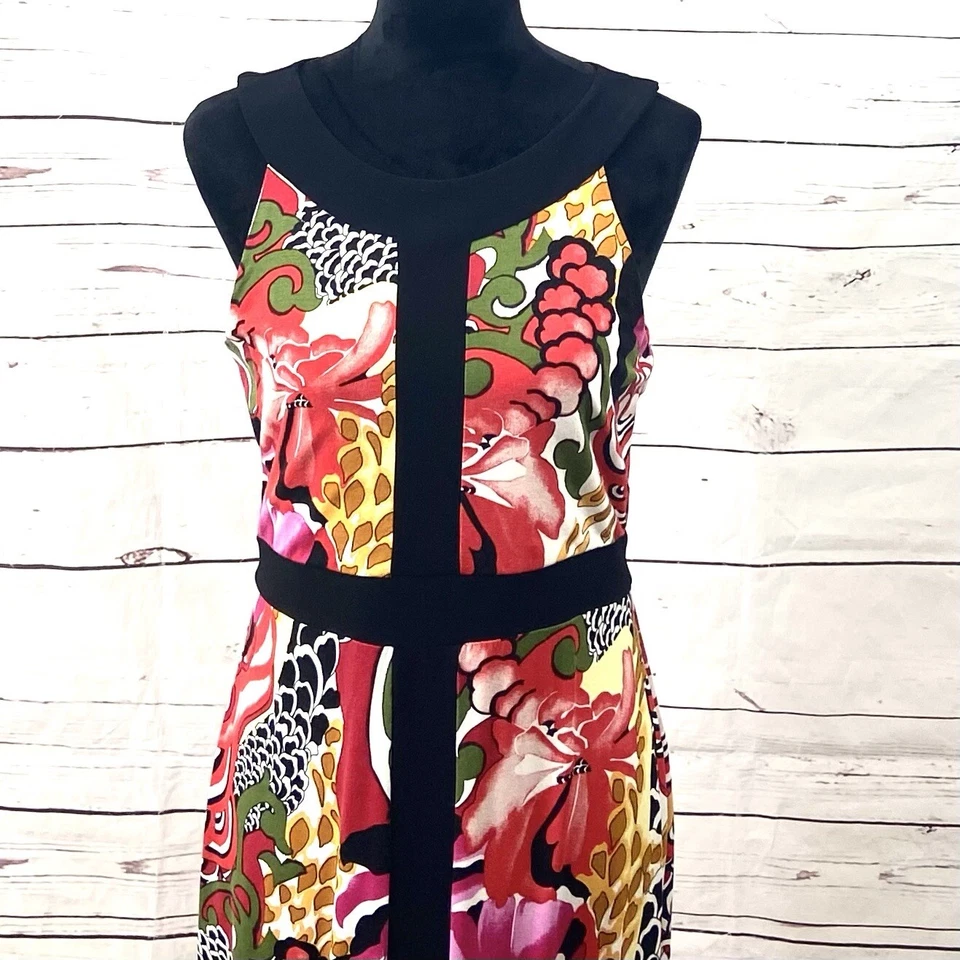 Vestido Joseph Ribkoff para mujer 10 rojo/rosa funda sin mangas floral Foto 2 de 4