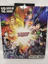 NEW Justice League 12 Days Of Socks Advent Calendar Boys Size Medium M