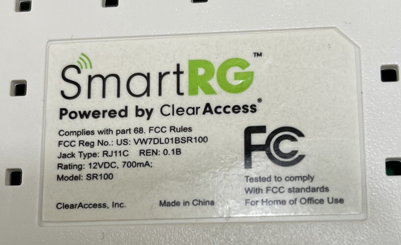 SMART RG SR100 Clear Access Router Tested working With Power Adapter | eBay