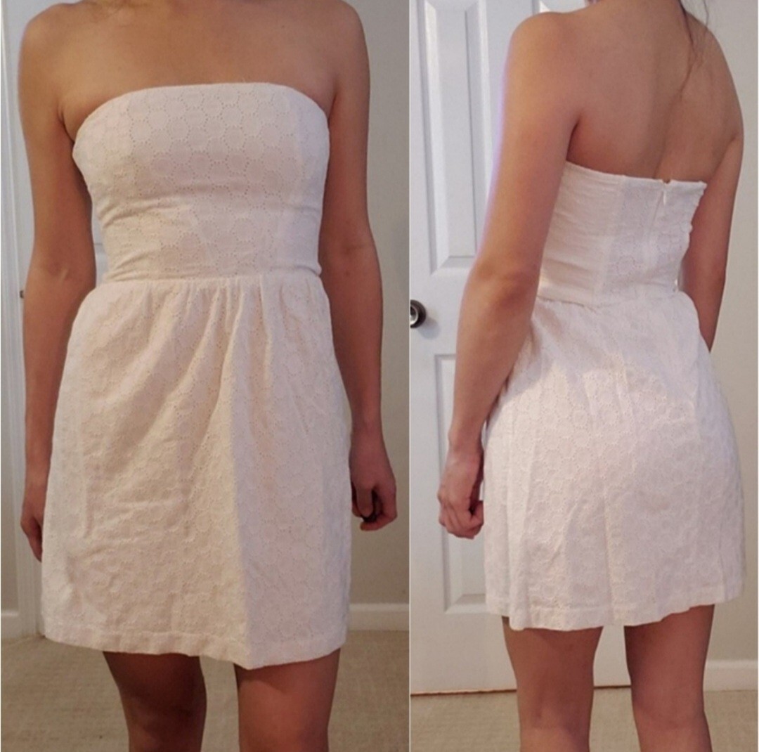 Gap White Eyelet Embroidery Pattern Strapless Min… - image 1