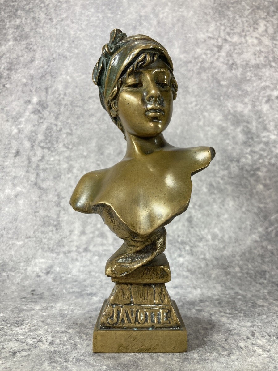 BUSTE BRONZE DORÉ FEMME. JAVOTTE. EMMANUEL VILLANIS. Circa 1900