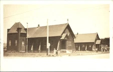 Real Photo Postcard Children walking down Rural Street - AZO Card c1922-1926
