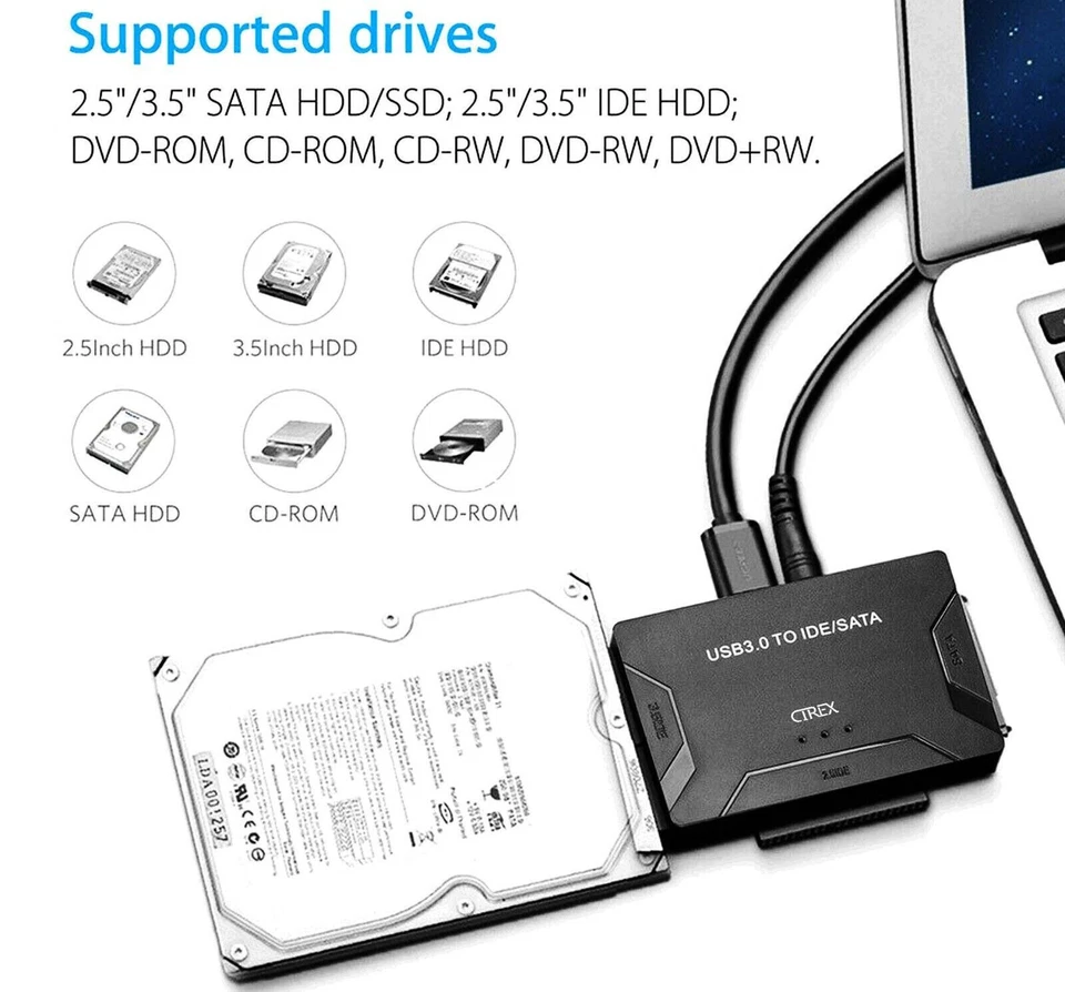 USB 3.0 to IDE SATA Converter External Hard Drive Adapter Kit with Power Adapter - Bild 2 von 4