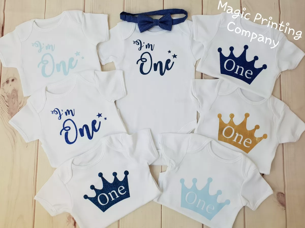 Baby Boys First 1st Birthday Outfit Bodysuit Romper Top Vest Cake