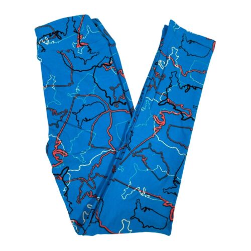 LuLaRoe Leggings Map Outline Americana Red White Blue Black Rare Kids NEW L/XL