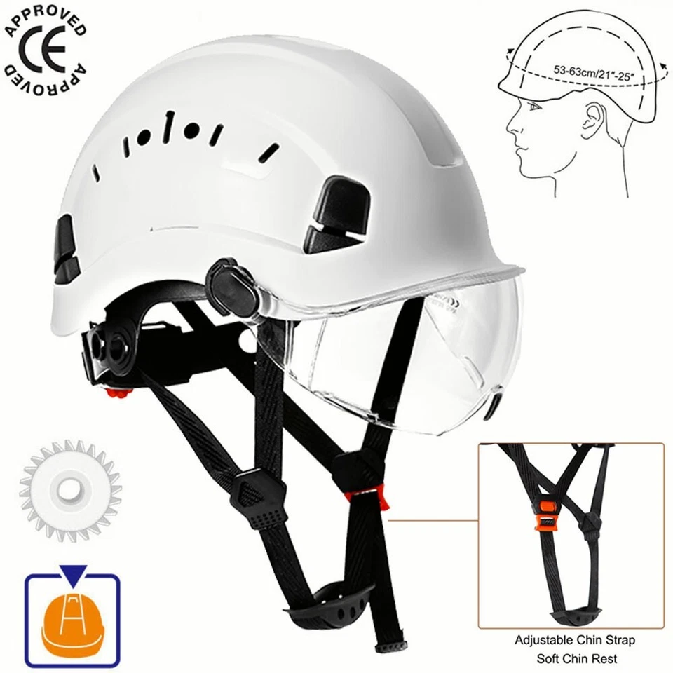 Casco de Escalada con Visera Transparente Ajustable Construcción Seguridad Ventilado Foto 2 de 4