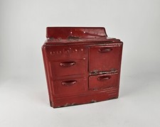 Vintage Childs Toy Stove Red Metal Pressed Steelv1940's-1950's Rustic Decor