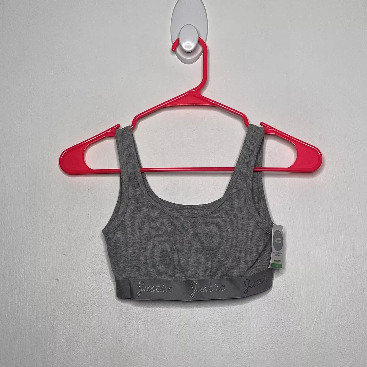 Justice Oh So Soft Bralette Girls Size 32 Gray Ribbed Removable
