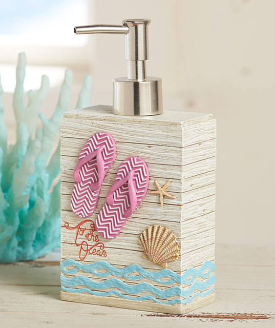 Tropical Soap Dispenser Hand Lotion Pump Beach Flip Flops Themed