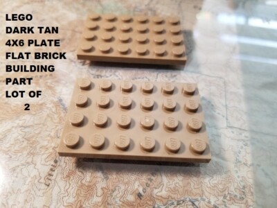 LEGO Dark Tan Plate Set of 2 Building Parts 4 x 6  Flat Brick Build