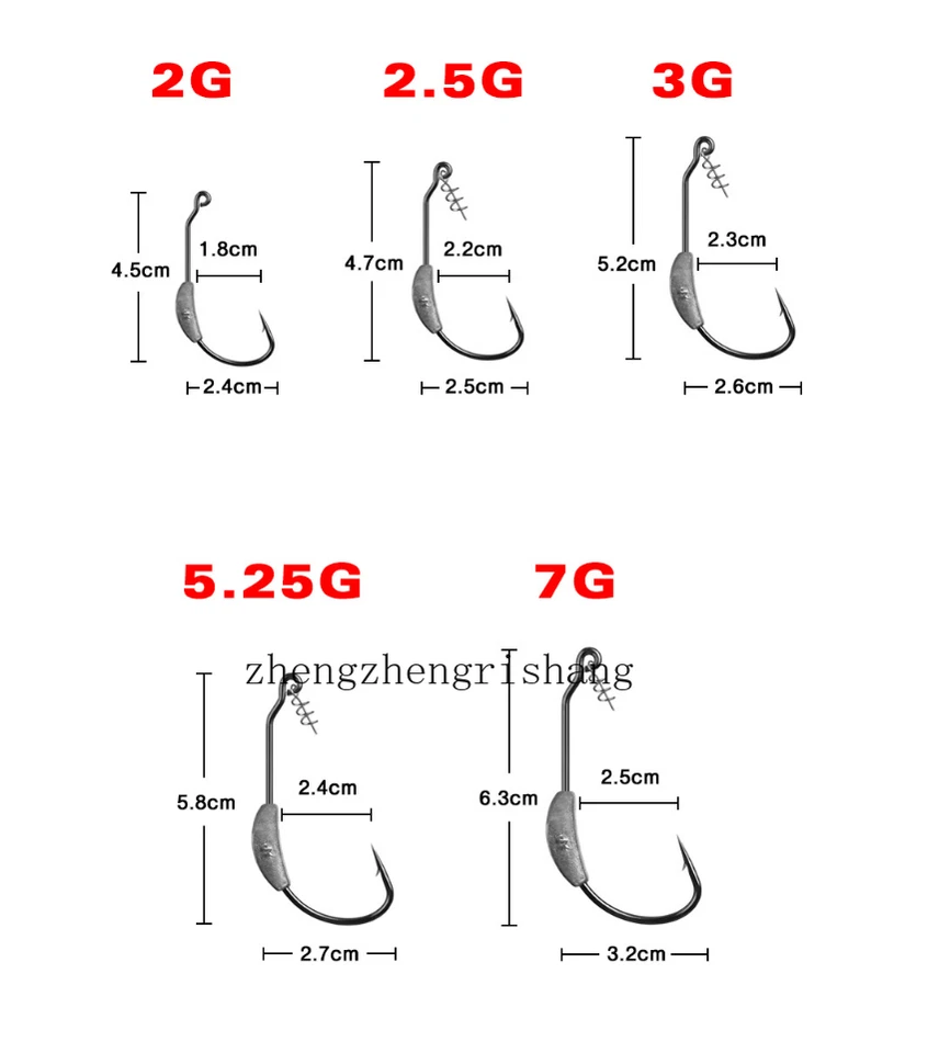 20Pack Weighted Fishing Hooks Extra Wide Gap Weedless Hook Offset Worm Hook 2-7G - Image 2 of 4