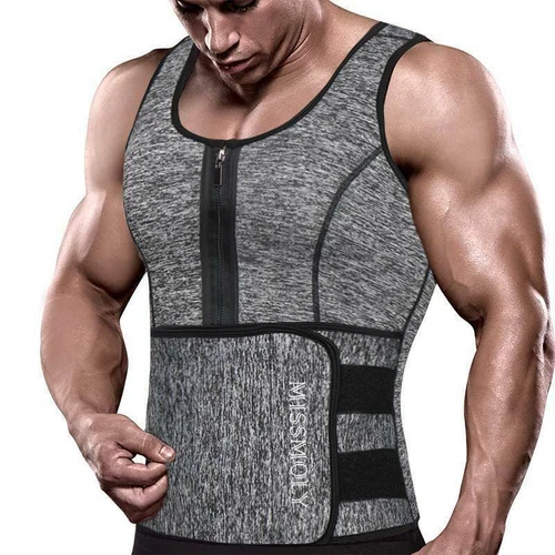 Mens Sauna Suit Sweat Vest Waist Trainer Body Shaper Tank Top Compression Shirt - Picture 9 of 30