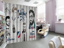 3D Hairstyle A4249 Barber Shop Photo Curtain Window Blockout Fabric Amy 2023